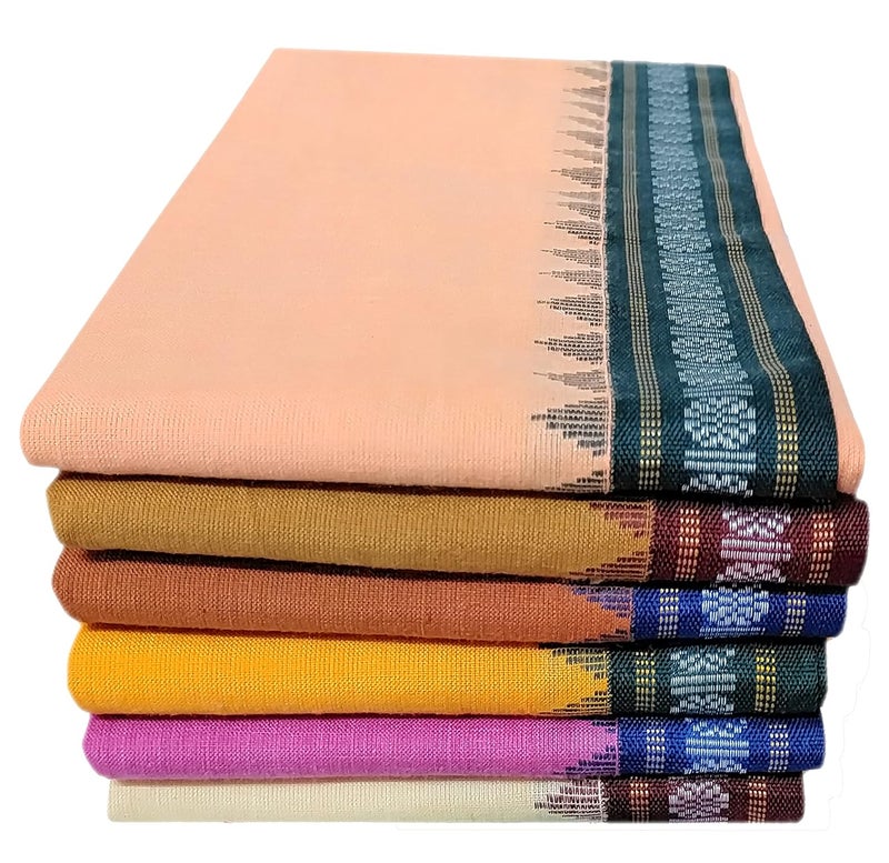 YETTALAN YETTALAN Traditional Sambalpuri Nagpuri Handloom Unisex Towels 100 Cotton GamchaAngavastramPack of 2 Mango Sandal - Image 4