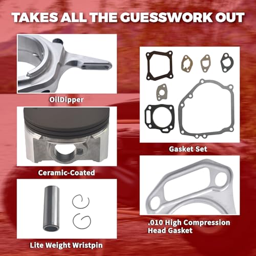 AKSGKGQ Billet Rod3308 Kit 70mm Ceramic Coated Flat Top Piston 550 for the Harbor Freight Predator 212cc Hemi and NonHemi versions Engine - Image 3