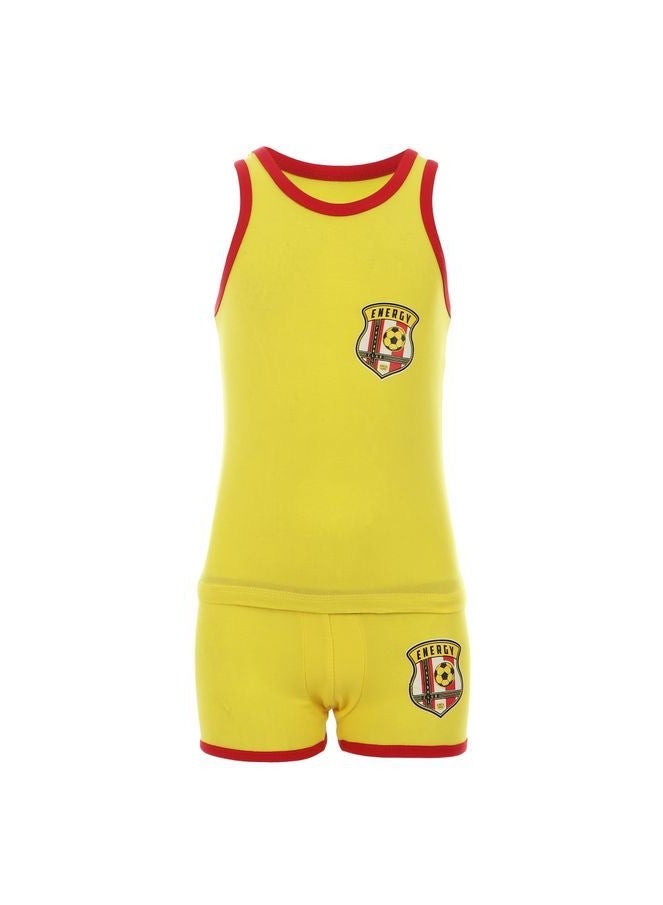 COTTONIL Turbo Underwear Set (Shirt & Boxer) For Boys - Yellow  - Image 1