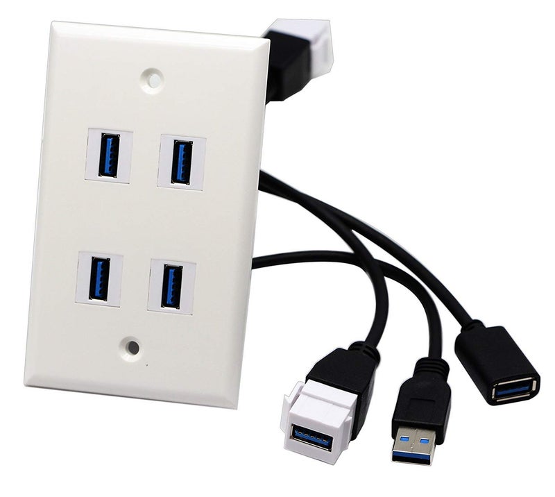 halokny USB 3.0 Keystone Jack Inserts Cable, Haokiang USB 3.0 A Female to USB A 3.0 Male Keystone Insert Wall Plate Outlet Panel Adapters Connector Cable-20CM/8Inch (USB3.0 M/F) - Image 4
