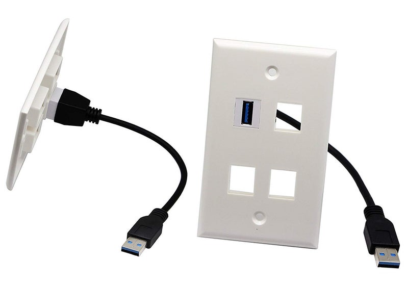 halokny USB 3.0 Keystone Jack Inserts Cable, Haokiang USB 3.0 A Female to USB A 3.0 Male Keystone Insert Wall Plate Outlet Panel Adapters Connector Cable-20CM/8Inch (USB3.0 M/F) - Image 3