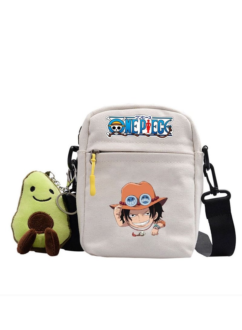 KUYING Anime One Piece Lufei Skew Straddle Bag Small Square Bag One Shoulder Backpack 