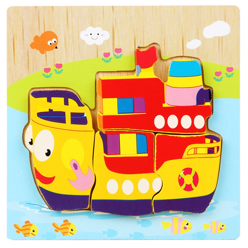 Wood Toys Animal Stereo Puzzle Puzzle Thickeneded Wooden Educational Toys For Young Kidsren 1-2-3 Years Old - Image 1