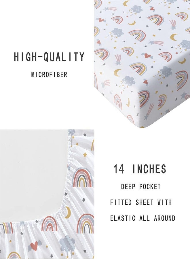 Yasida 4Pcs Twin Rainbow Sheets Set Clouds Stars Twin Sheets Set Girls Girls Bedding Sets Twin Sheets Set Toddler Bedding Set (1Fitted Sheet+1Flat Sheets+2Pillowcases) - Image 4