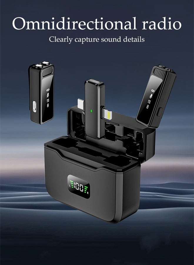 DUNISO Wireless Lavalier Microphone Noise-cancelling Mini Lavalier Microphone USB-C charging case 360 Degree Omnidirectional Reception Clip-on Microphone for Video Recording TikTok YouTube Content Creators - Image 4