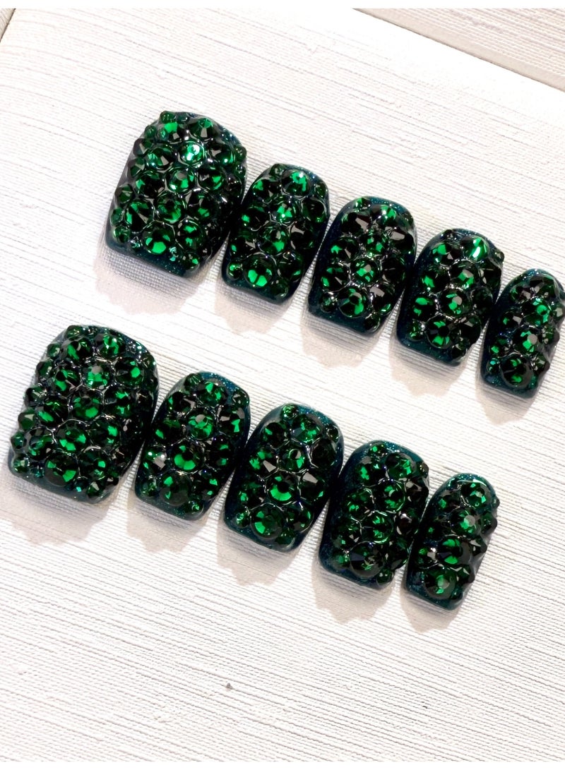 درع قابل للارتداء مصنوع يدويا مليء بالماس زمرد رقعة مربعة قصيرة، رقم العنصر x534 - Image 1