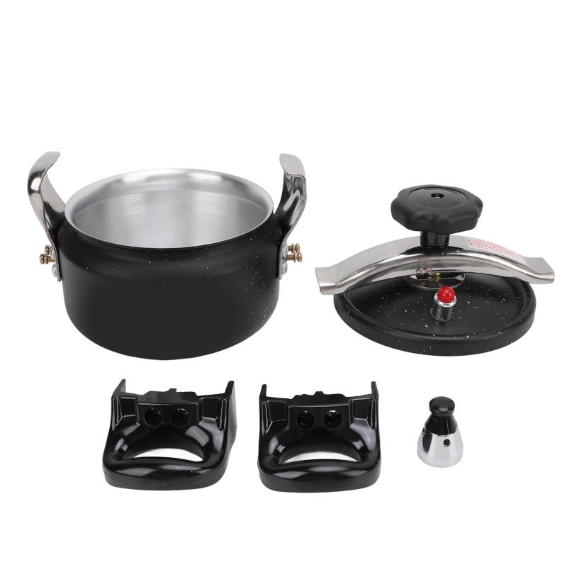 Pressure Cooker: 1 Pc Black Large Size Aluminum Alloy Explosion Proof Pressure Canner - Quick Even Cooking Easy Open Close Versatile Pot for Family Dinners Gas Induction Stoves - Image 1