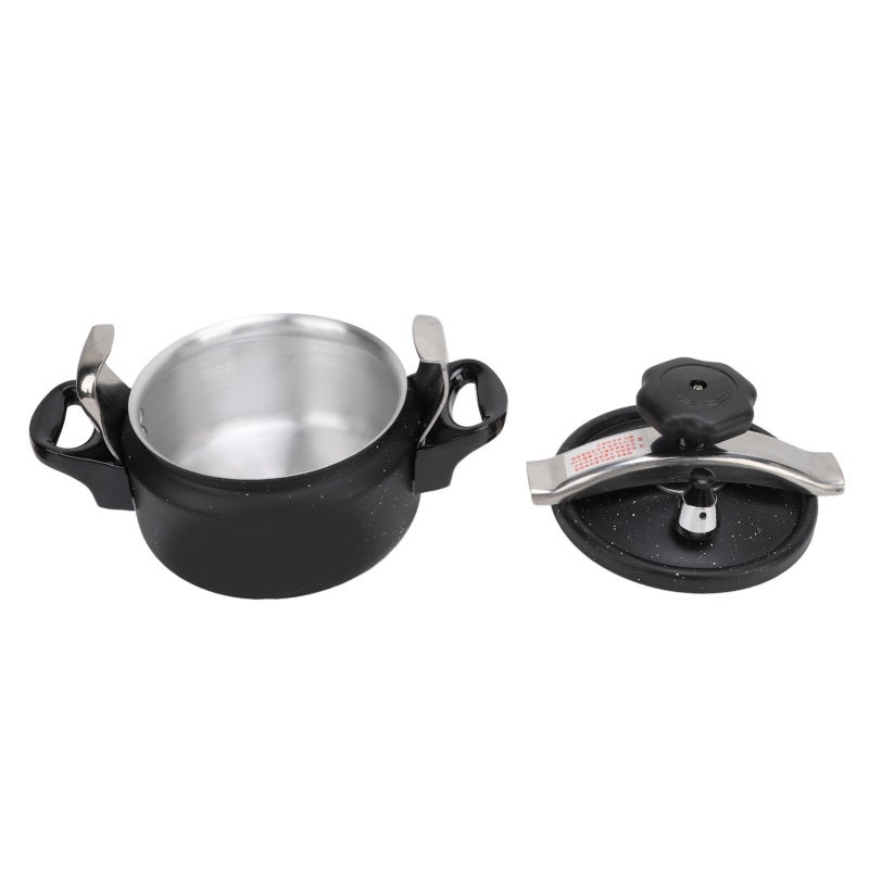 Pressure Cooker: 1 Pc Black Large Size Aluminum Alloy Explosion Proof Pressure Canner - Quick Even Cooking Easy Open Close Versatile Pot for Family Dinners Gas Induction Stoves - Image 3