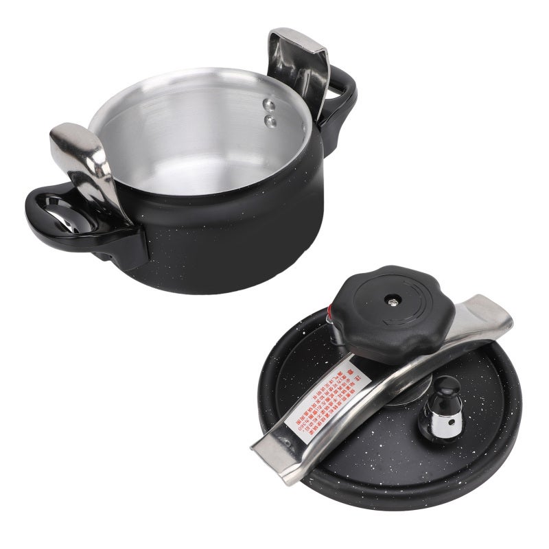 Pressure Cooker: 1 Pc Black Large Size Aluminum Alloy Explosion Proof Pressure Canner - Quick Even Cooking Easy Open Close Versatile Pot for Family Dinners Gas Induction Stoves - Image 4