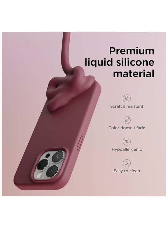 أكاليكس جراب سيليكون متوافق مع iPhone 15 Pro، طبقة سيليكون سائلة رفيعة من المطاط الهلامي الناعم المقاوم للصدمات، جراب واقٍ للهاتف مع بطانة من مادة TPU (لون عنابي) - Image 3