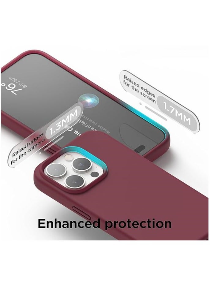 أكاليكس جراب سيليكون متوافق مع iPhone 15 Pro، طبقة سيليكون سائلة رفيعة من المطاط الهلامي الناعم المقاوم للصدمات، جراب واقٍ للهاتف مع بطانة من مادة TPU (لون عنابي) - Image 5