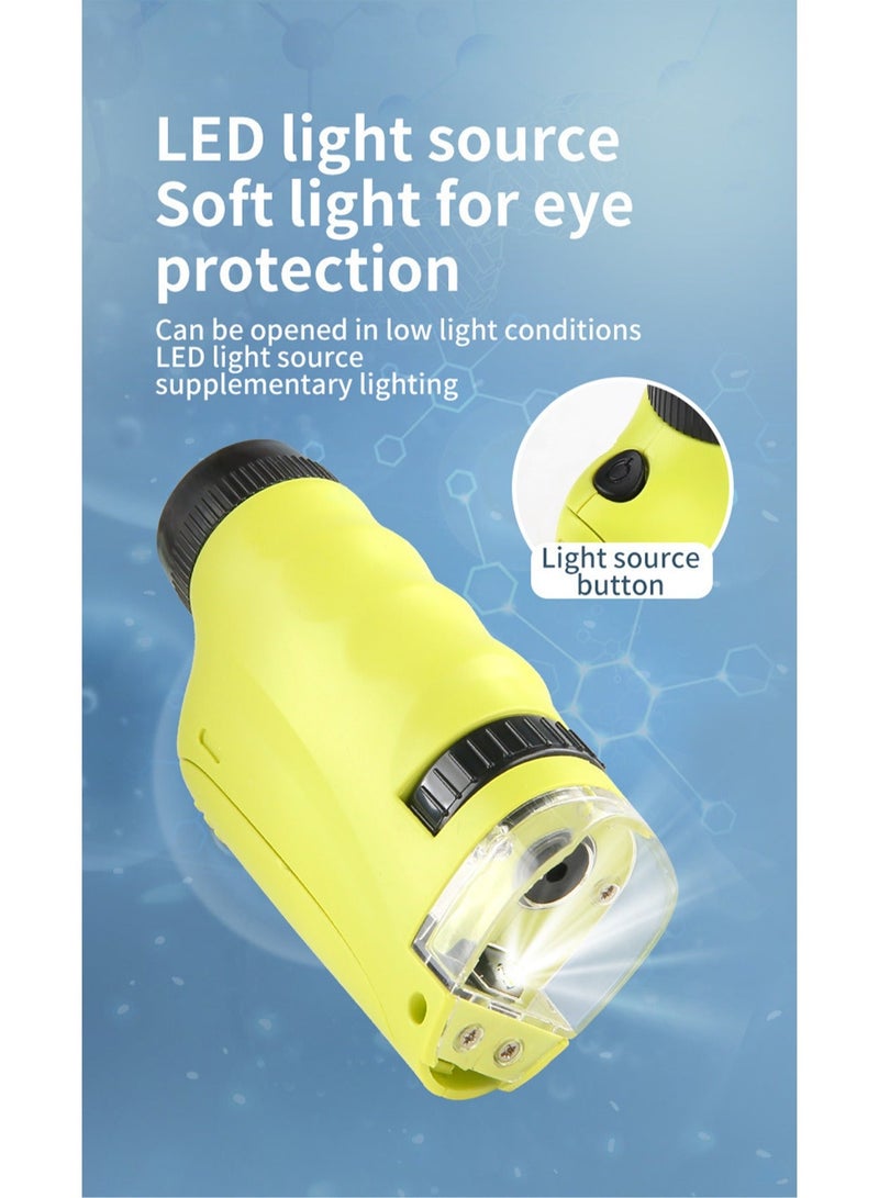 New Mini Microscope Primary And Secondary School Science Experiment Teaching Aids Set Children'S Educational Portable Microscope (Green and yellow single-handed microscope + small mobile phone holder) - Image 3