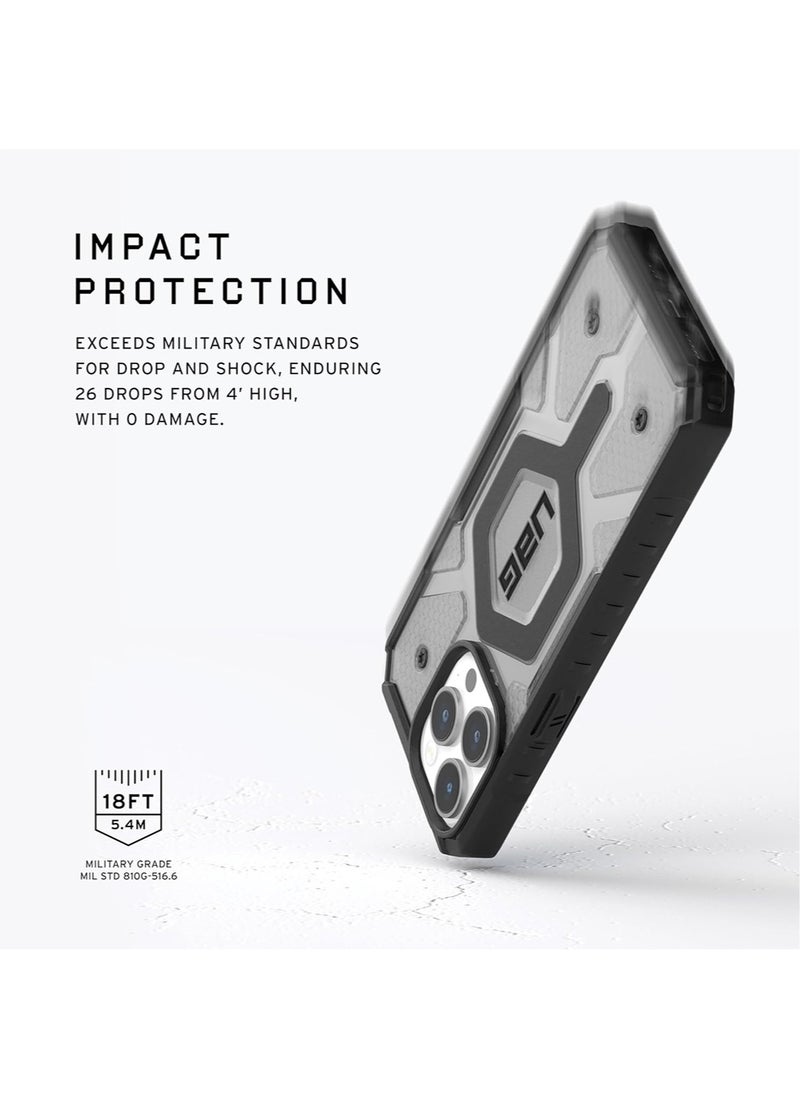 Urban Armor Gear UAG Pathfinder Clear for iPhone 15 Pro Max Case Cover [18 Feet Drop Tested] MagSafe Compatible - Ash | Black  - Image 3