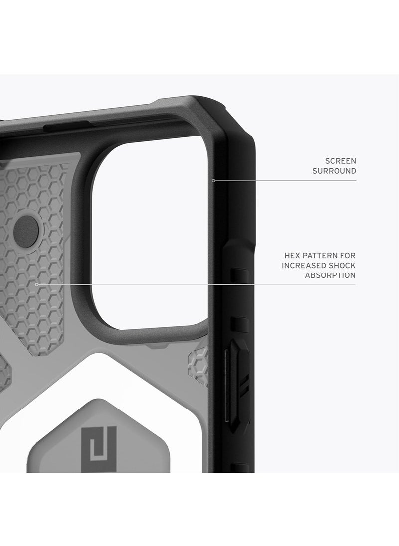 Urban Armor Gear UAG Pathfinder Clear for iPhone 15 Pro Max Case Cover [18 Feet Drop Tested] MagSafe Compatible - Ash | Black  - Image 5