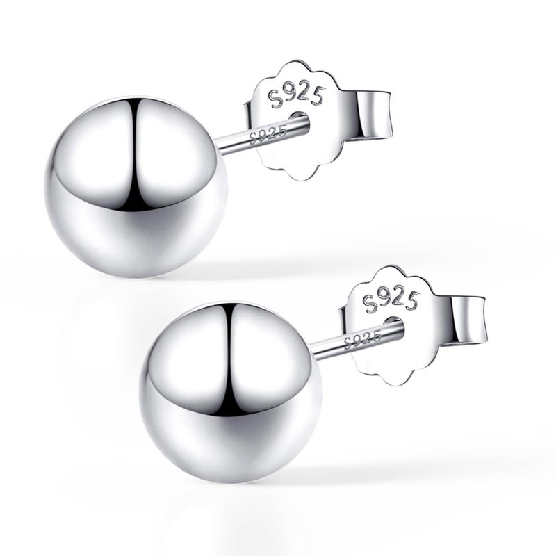 EVERU 925 Sterling Silver Ball Stud Earrings Available in 3mm-10mm,Classic Round Ball Studs Hypoallergenic Jewelry (3mm) - Image 1