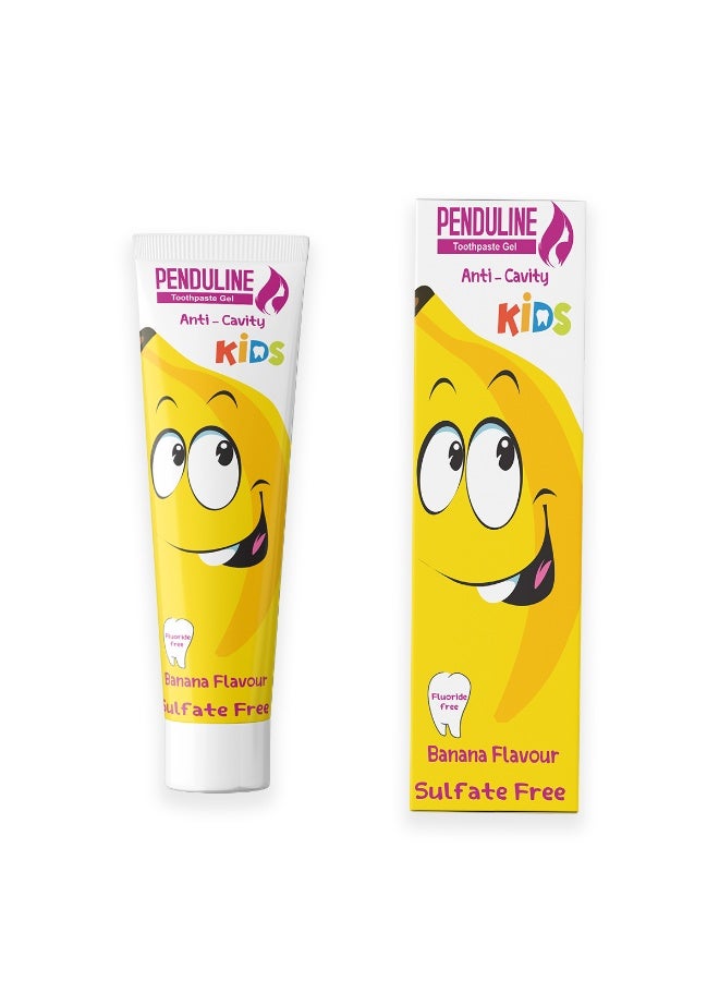 بيندولين بندولين معجون أسنان بطعم الموز للأطفال 75 مل | آمن من عمر سنتين | فراولة | خالٍ من الفلورايد | خالٍ من السلفات - Image 1