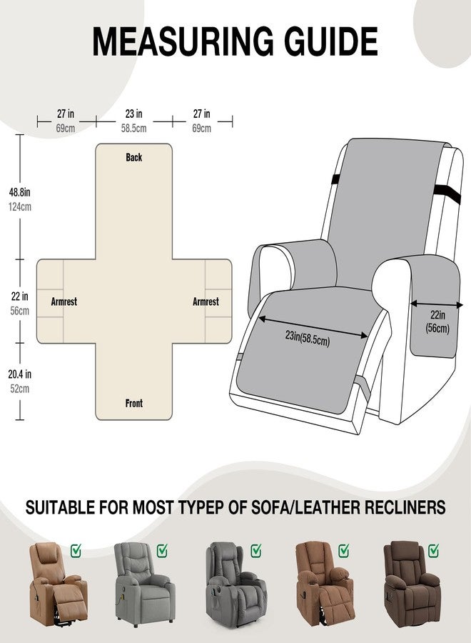 VANSOFY غطاء كرسي استرخاء مقاوم للماء بنسبة 100% من فانسوفي، غطاء كرسي استرخاء مزود بحبيبات مانعة للانزلاق، كرسي استرخاء قابل للغسل مع جيب لحماية الأثاث للأطفال والحيوانات الأليفة (شوكولاتة، 23 بوصة). - Image 2