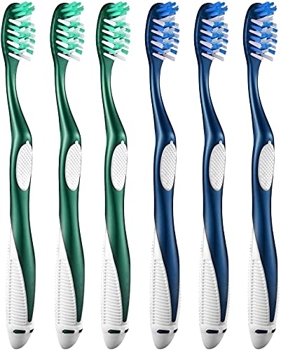 Fremouth Firm Toothbrushes for Adults, Cross Hard Bristles, 6 Count - Image 1
