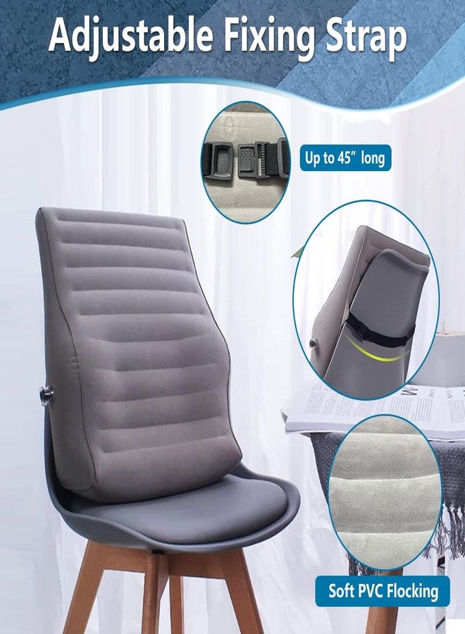 ZNALDP Inflatable Lumbar Support Pillow, Blow Up Travel Back Cushion, Lumbar Support for Lower Back Pain, Office Chair Sitiing, Gaming, Car Seat Backrest, Ergonomic Body Positioning Pillow (Grey) - Image 2
