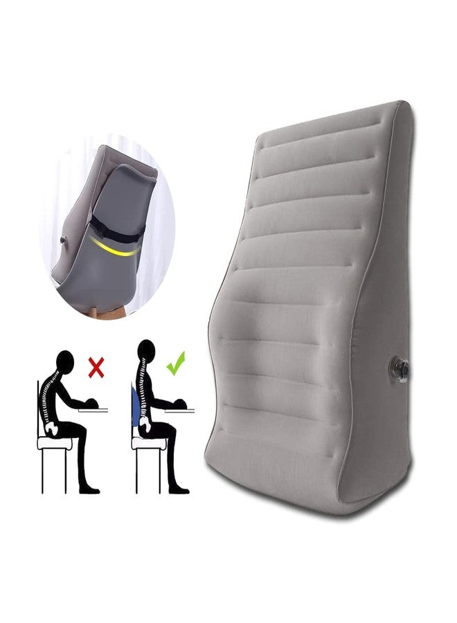 ZNALDP Inflatable Lumbar Support Pillow, Blow Up Travel Back Cushion, Lumbar Support for Lower Back Pain, Office Chair Sitiing, Gaming, Car Seat Backrest, Ergonomic Body Positioning Pillow (Grey) - Image 1