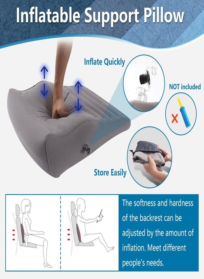 ZNALDP Inflatable Lumbar Support Pillow, Blow Up Travel Back Cushion, Lumbar Support for Lower Back Pain, Office Chair Sitiing, Gaming, Car Seat Backrest, Ergonomic Body Positioning Pillow (Grey) - Image 5