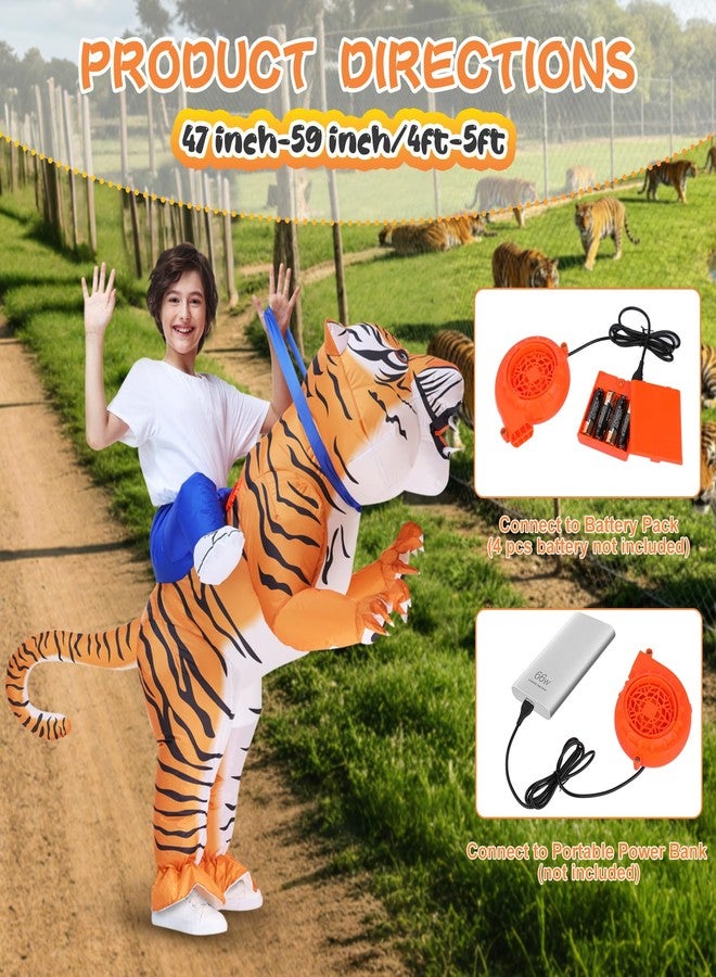 Spinosaurus Inflatable Tiger Costume for Kids, Funny Blow up Animal Costume,Halloween Costumes for Boys/Girls Cosplay Party - Image 2