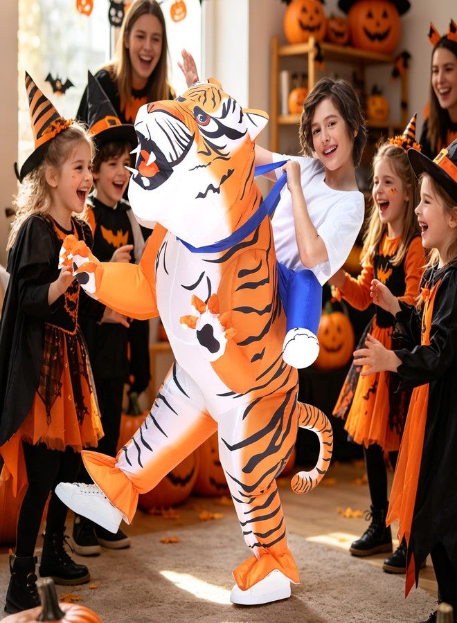 Spinosaurus Inflatable Tiger Costume for Kids, Funny Blow up Animal Costume,Halloween Costumes for Boys/Girls Cosplay Party - Image 4