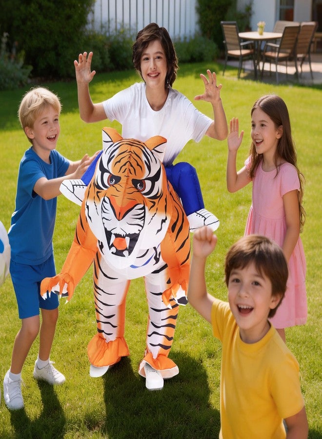 Spinosaurus Inflatable Tiger Costume for Kids, Funny Blow up Animal Costume,Halloween Costumes for Boys/Girls Cosplay Party - Image 3