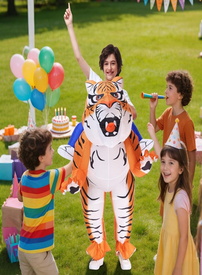 Spinosaurus Inflatable Tiger Costume for Kids, Funny Blow up Animal Costume,Halloween Costumes for Boys/Girls Cosplay Party - Image 5