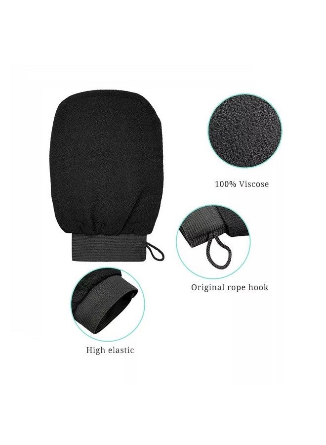 HETVIN Exfoliating Gloves | Body Scrub Glove Shower | Body Facial Tan Massage Mitts | Exfoliating Gloves for Dead Skin Remover | Back Scrubber | Skin Exfoliating Gloves (Black) - Pack of (2) - Image 4