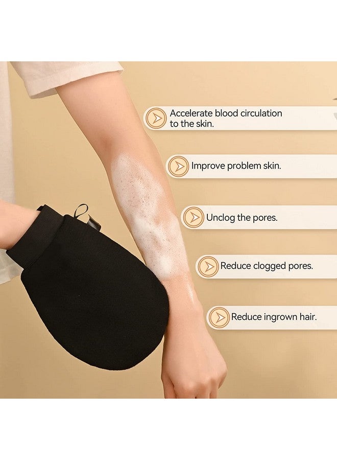 HETVIN Exfoliating Gloves | Body Scrub Glove Shower | Body Facial Tan Massage Mitts | Exfoliating Gloves for Dead Skin Remover | Back Scrubber | Skin Exfoliating Gloves (Black) - Pack of (2) - Image 2