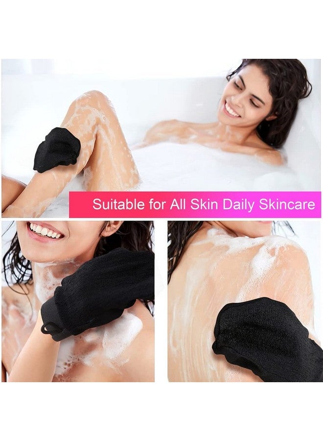 HETVIN Exfoliating Gloves | Body Scrub Glove Shower | Body Facial Tan Massage Mitts | Exfoliating Gloves for Dead Skin Remover | Back Scrubber | Skin Exfoliating Gloves (Black) - Pack of (2) - Image 3