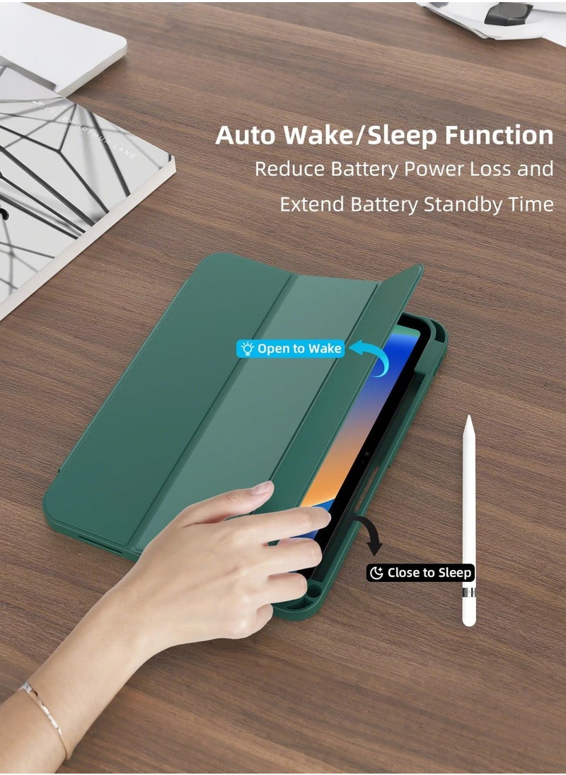 ZORIK - Case for iPad 10th Generation 10.9 Inch 2022 Built-in Pencil Holder Flexible Back Cover, Trifold Stand, Auto Sleep Wake Rebound Series Green - Image 1