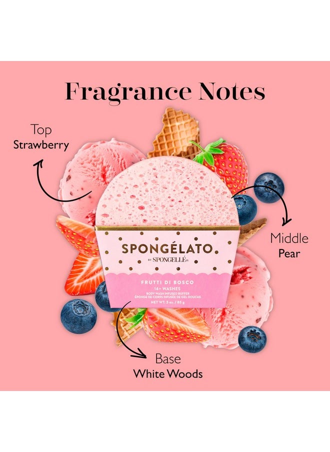 spongelle Spongelato Loofah Exfoliating Body Scrubber By Spongelle | Infused With Body Wash | Bath & Shower Loofah For Women | 14+ Uses | Frutti Di Bosco (Mixed Berries) Gelato Inspired  - Image 3