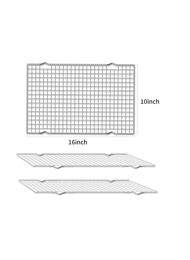 UOUYOO UOUYOO Cooling Rack for Baking, Set of 2 Stainless Steel, 16x10 Inches Baking Rack Oven Safe Grid Wire Racks for Roasting, Grilling, and Drying, Oven Safe and Dishwasher Friendly - Image 2