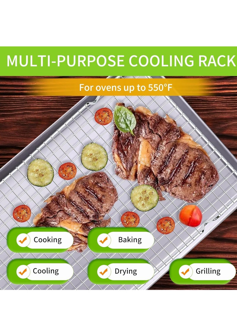 UOUYOO UOUYOO Cooling Rack for Baking, Set of 2 Stainless Steel, 16x10 Inches Baking Rack Oven Safe Grid Wire Racks for Roasting, Grilling, and Drying, Oven Safe and Dishwasher Friendly - Image 3