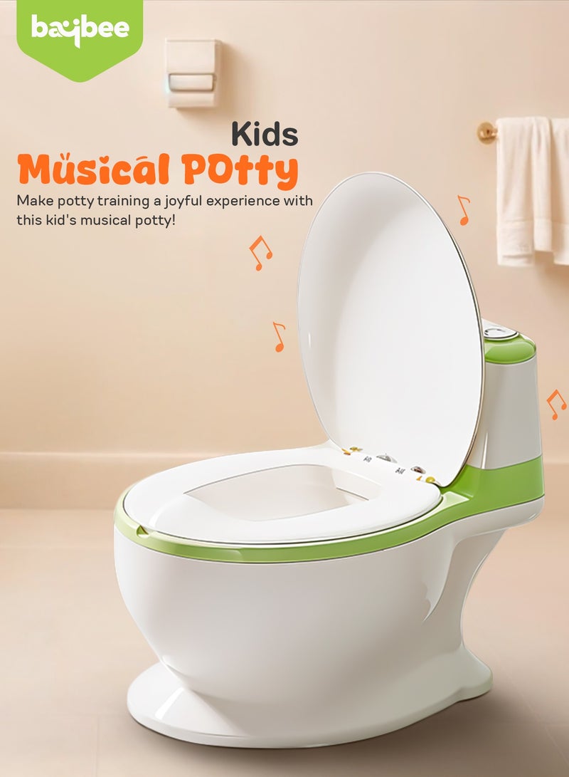 بيبي مقعد المرحاض الغربي للأطفال من بايبي لاسو، كرسي مقعد تدريب الأطفال على المرحاض مع قاعدة مضادة للانزلاق، واقي من الرذاذ، مقعد موسيقى ووسادة | مقعد مرحاض للأطفال (أخضر) - Image 2