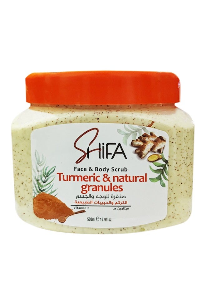 SHIFA - Turmeric and Natural Granules Vitamin E Face and Body Scrub 500ml - Image 1