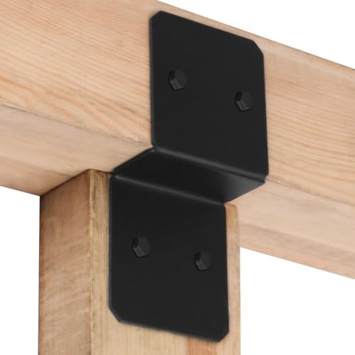 eoere 4 PCS Z Deck Joist Tie, 2x6 Pergola Brackets, 6 Gauge Black Heavy Duty 6" Post to Beam Connector for Wood, Width 5" - Image 3