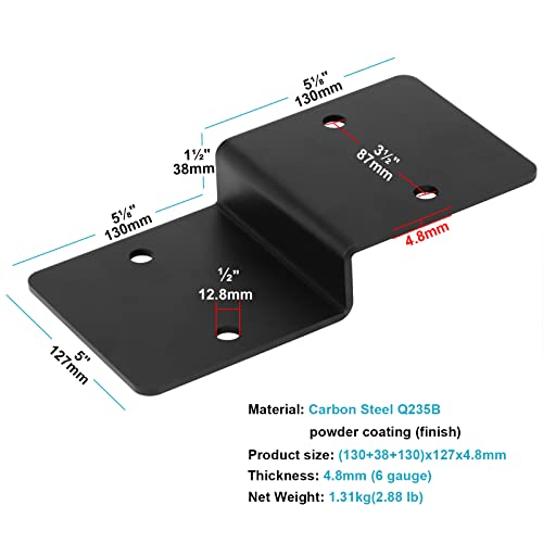 eoere 4 PCS Z Deck Joist Tie, 2x6 Pergola Brackets, 6 Gauge Black Heavy Duty 6" Post to Beam Connector for Wood, Width 5" - Image 2