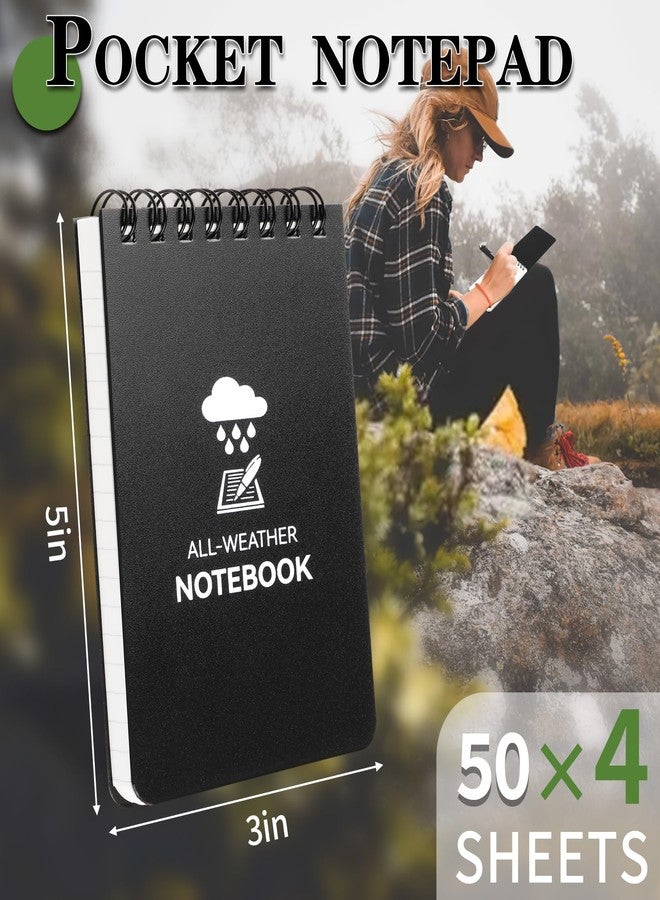 COIDEA Waterproof Notebook, 4 Pack Top-Spiral Pocket Notepad, 3" x 5" Weatherproof NotePad, All Weather Police Pocket Notebook Little Memo Steno Note Pads for Outdoor Office School Recording - Image 3