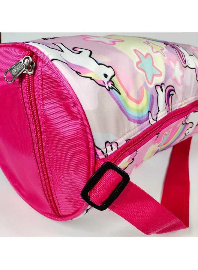 التعارف حقيبة رياضية أنيقة من ANNACREATIONS مصنوعة من مادة صناعية على شكل يونيكورن للرقص والجمباز، حقيبة سفر للأطفال للبنات (النمط 2) وردية - 20.5 سم - Image 2
