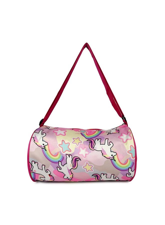 التعارف حقيبة رياضية أنيقة من ANNACREATIONS مصنوعة من مادة صناعية على شكل يونيكورن للرقص والجمباز، حقيبة سفر للأطفال للبنات (النمط 2) وردية - 20.5 سم - Image 1