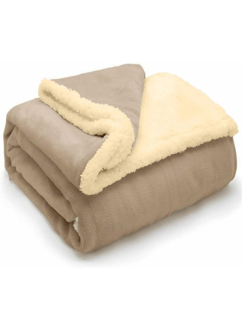 Sherpa Bed Blanket King Size, Double Plush Reversible Fleece, Machine Washable, Warm and Cozy for Bed & Sofa (240x220 cm)  - Image 1