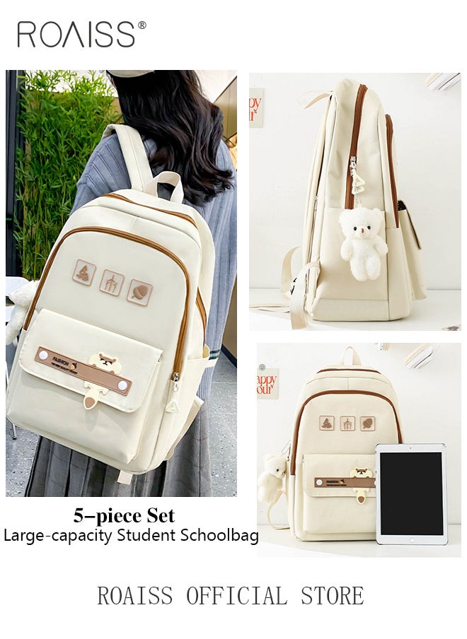 roaiss - 5 Piece Backpack Set In the Same Color Large Capacity Design with Stylish Pattern Print Practical Backpack Combination for Students Including Backpack Handbags Crossbody Bag Pencil Case - Image 1