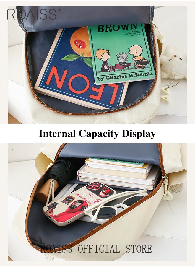 roaiss - 5 Piece Backpack Set In the Same Color Large Capacity Design with Stylish Pattern Print Practical Backpack Combination for Students Including Backpack Handbags Crossbody Bag Pencil Case - Image 1