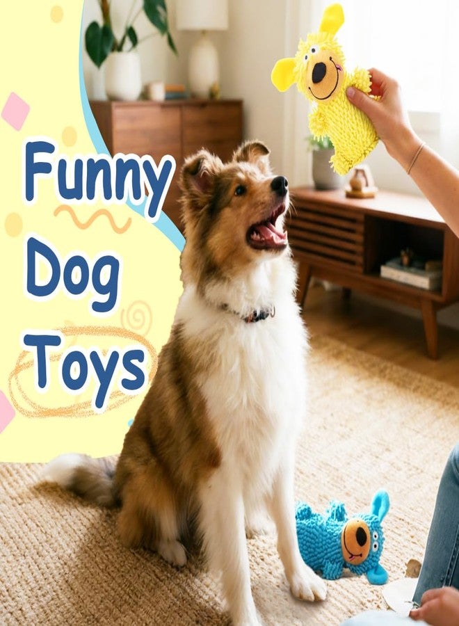 QUWOU 2-Pack Squeaky Dog Toys Durable Stuffed Chew Toy with Interactive Squeak Sounds to Keep Dogs Busy for Small, Medium, and Large Dogs(Blue and Yellow) - Image 3