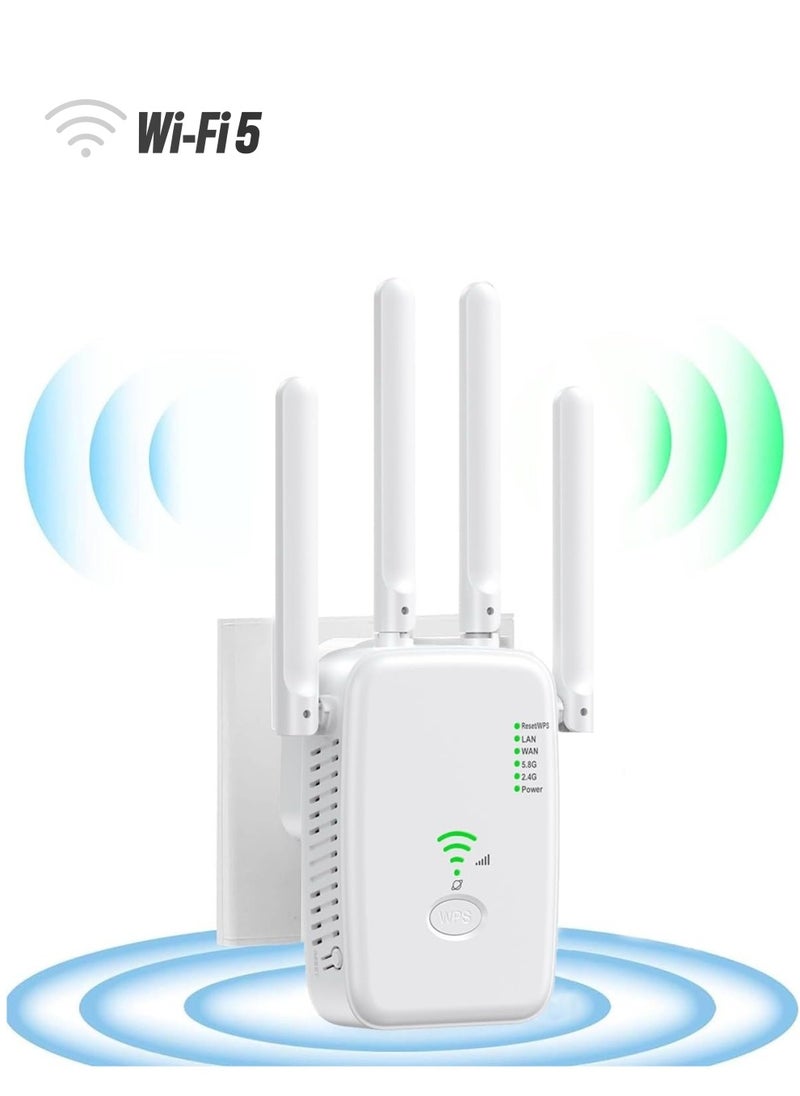 RATSAW 1200Mbps Dual-Band Wireless WiFi Repeater UK Plug White  - Image 1