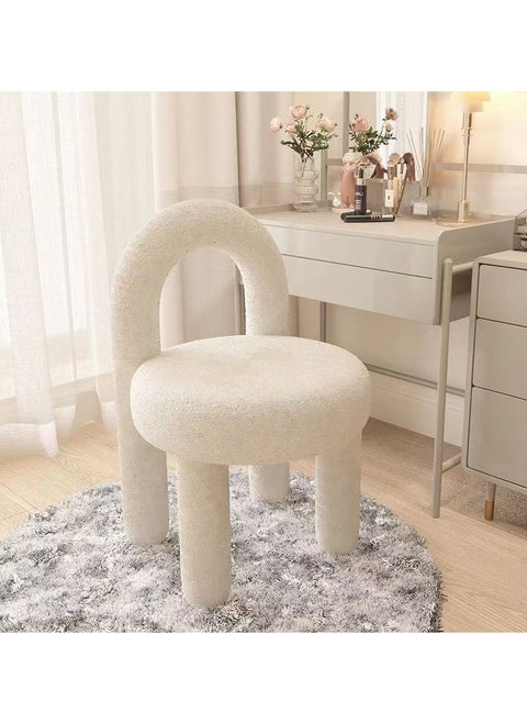 Vanity Chair,Modern Vanity Stool Chair for Makeup,Elegant Furry Chair,Makeup Chair with Back,Plush Footrest Vanity Chair for Dressing Room,Makeup Room(white-40x44 x 74cm)