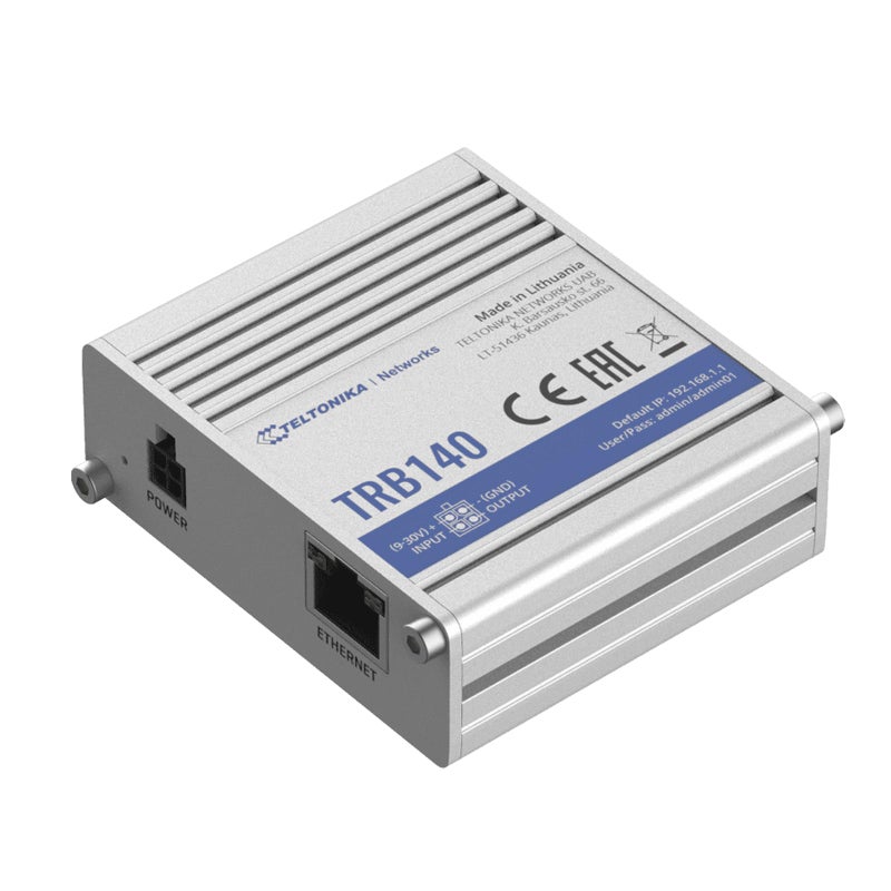 Teltonika TRB140003000 Model TRB140 Industrial LTE Gateway For Europe the Middle East Africa Korea Thailand India and Malaysia Operators Only 4GLTE 3G and 2G Connectivity Ethernet Interface - Image 2